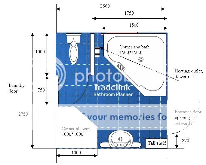 Awkward floor plan with corner spa bath